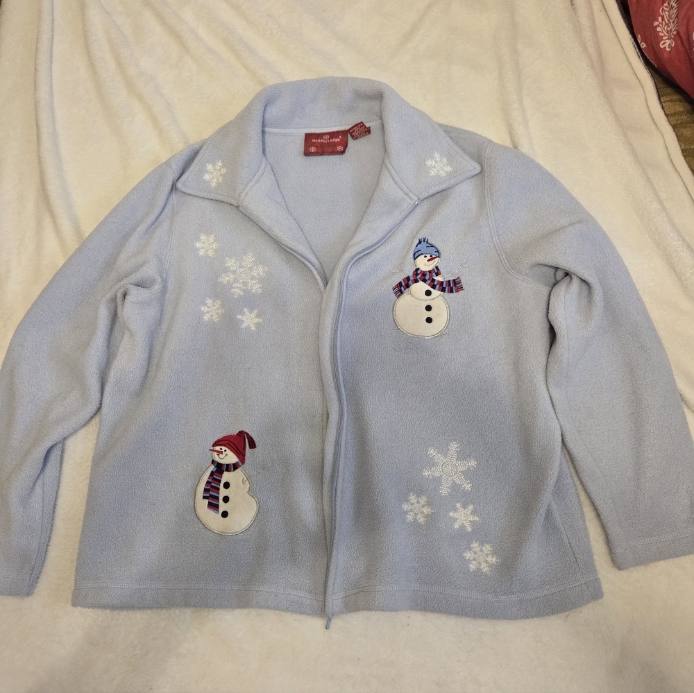 Northcrest Light Blue Snowman Fleece Jacket